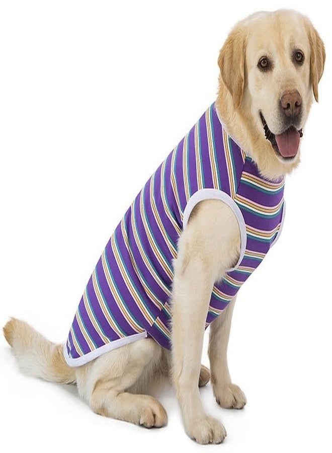 PETANGEL Cotton Striped Dog Shirts for Medium/Large Dogs | Breathable Stretchy Fashion Big Dogs Clothes for Beagle, Corgi, Husky, Labarador, Golden Retriver, Samoyed etc (Purple, Size: 2XL) - Image 2